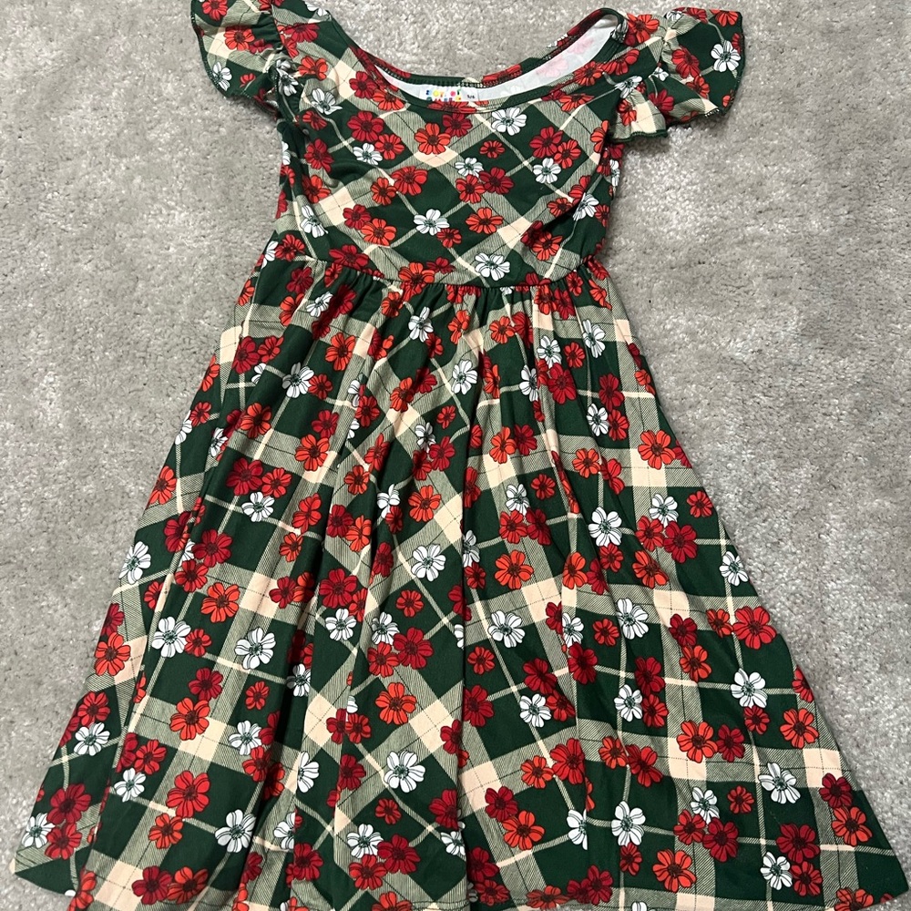 Dot Dot Smile Green and Red Floral Dress